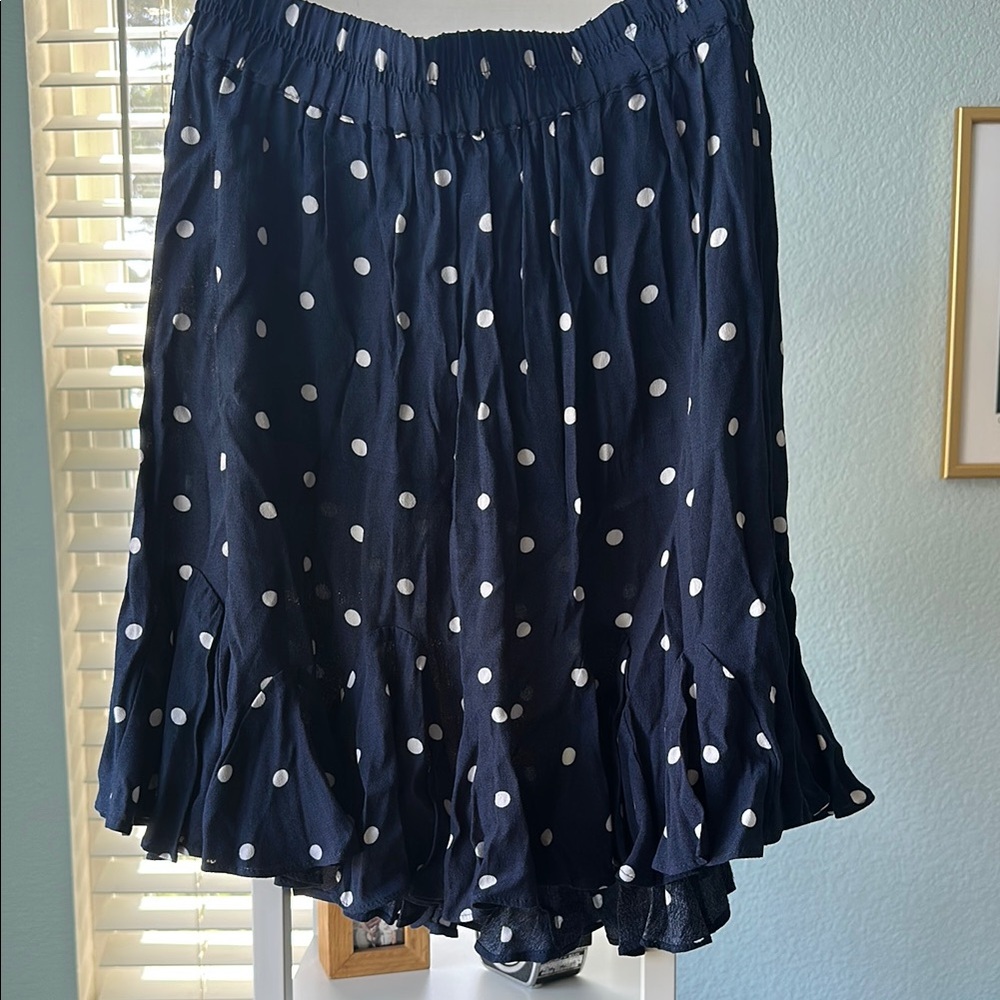LOFT Blue Ruffled Knee-Length Skirt